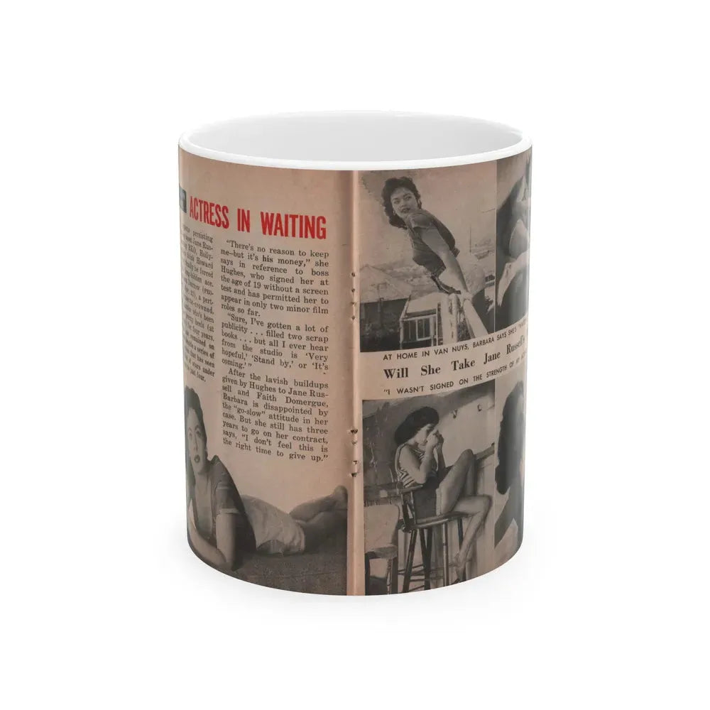 Barbara Darrow #27 - 5 B&W Photos & Article from People Pocket Mag. 12-29-54 (Vintage Female Icon) White Coffee Mug 11oz - Go Mug Yourself