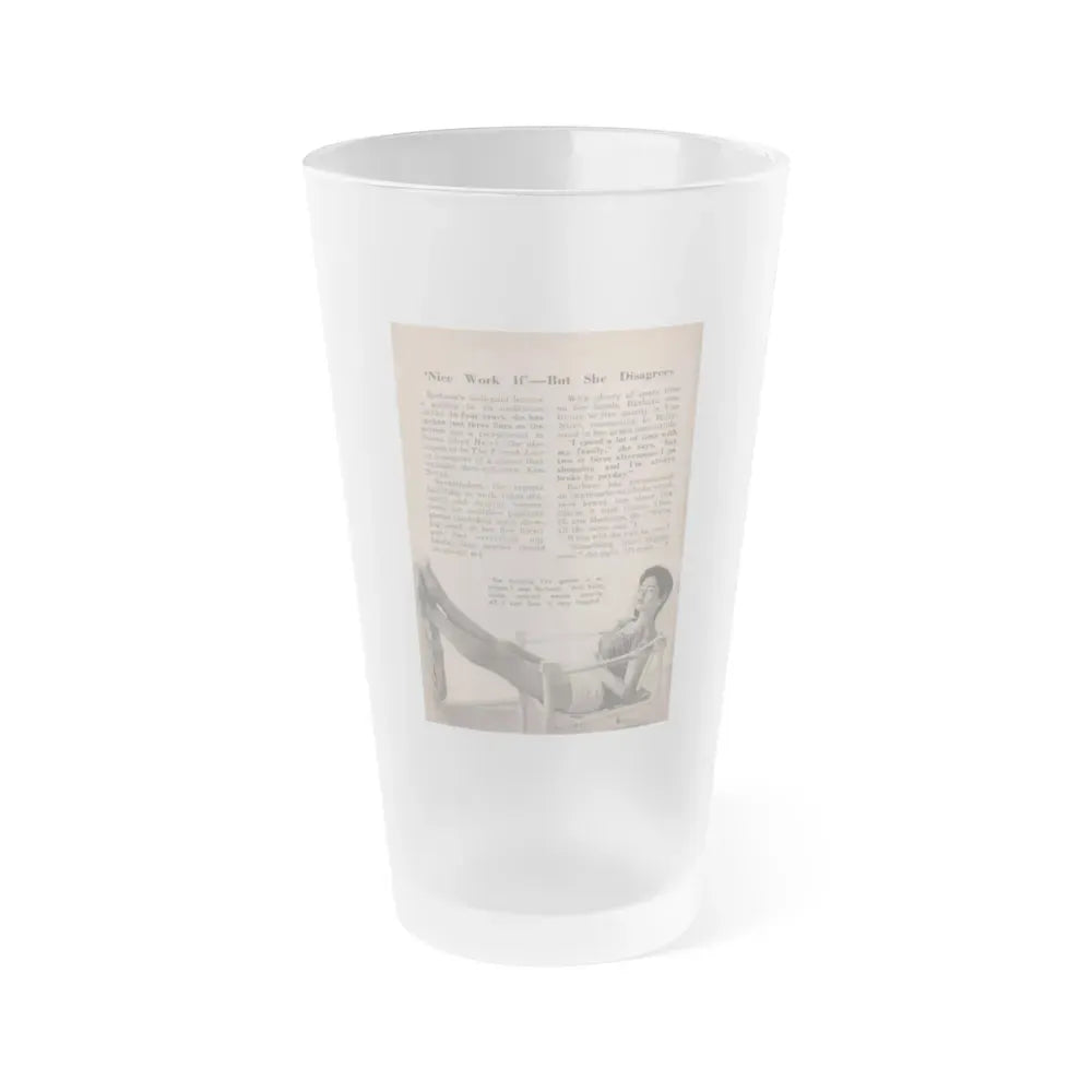 Barbara Darrow #29 - 1 B&W Photo & Article from People Pocket Mag. 12-29-54 (Vintage Female Icon) Frosted Pint Glass 16oz 16oz Frosted - Go Mug Yourself