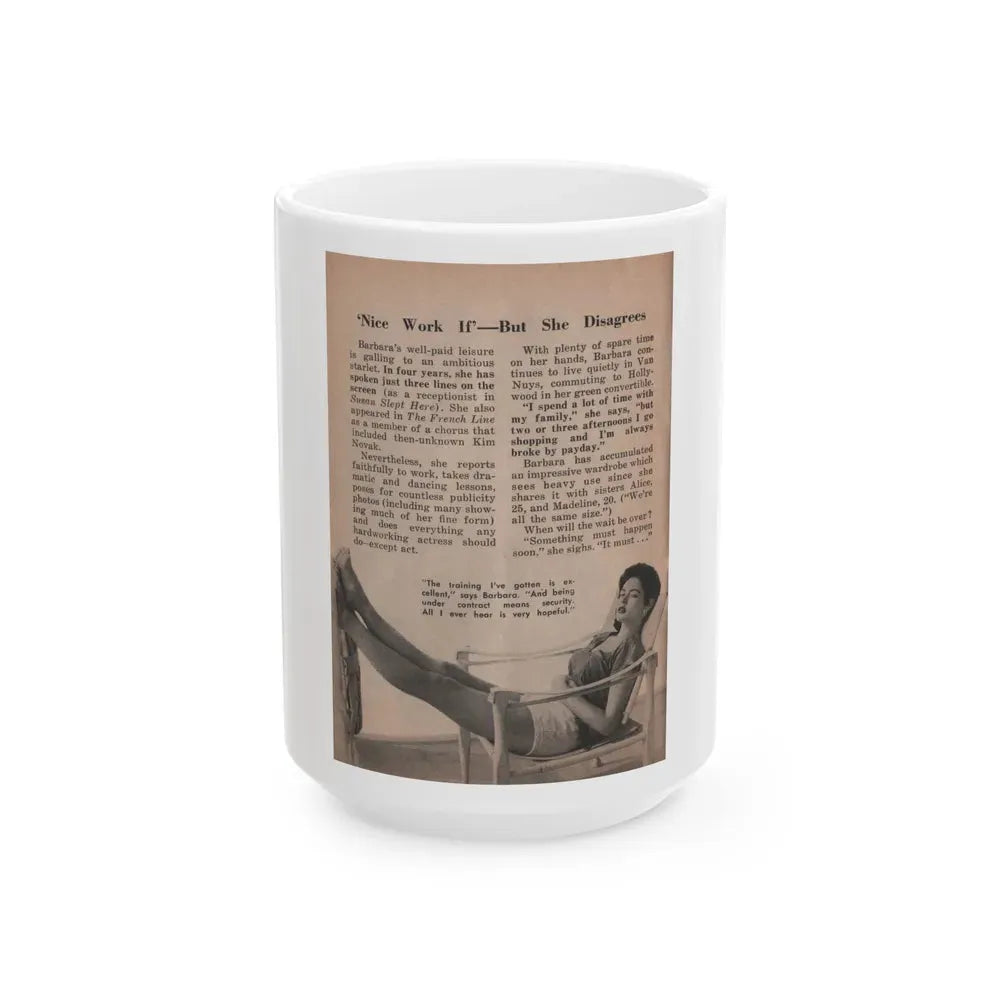 Barbara Darrow #29 - 1 B&W Photo & Article from People Pocket Mag. 12-29-54 (Vintage Female Icon) White Coffee Mug 15oz - Go Mug Yourself