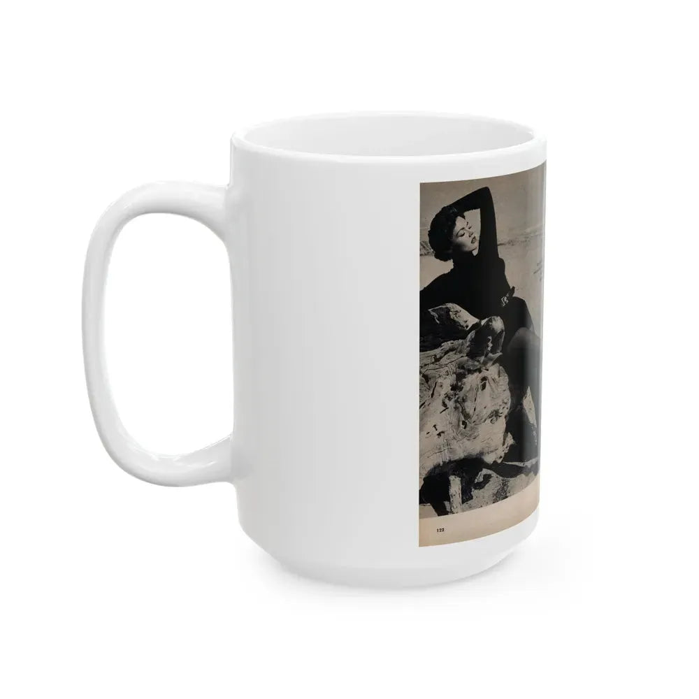 Barbara Darrow #31 - 3 B&W Photos & 3 Captions from Picture Digest Mag. April '56_1 (Vintage Female Icon) White Coffee Mug - Go Mug Yourself