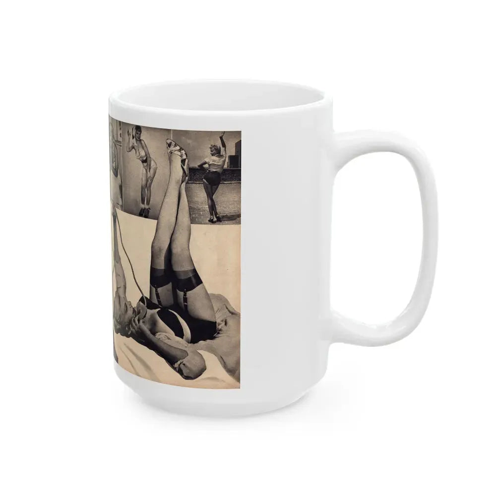 Barbara Nichols #287 - Pages 2 of 2 with, 8 B&W Photos & Short Article from Earl Wilson's Showgirls Mag. '56 (Vintage Female Icon) White Coffee Mug - Go Mug Yourself