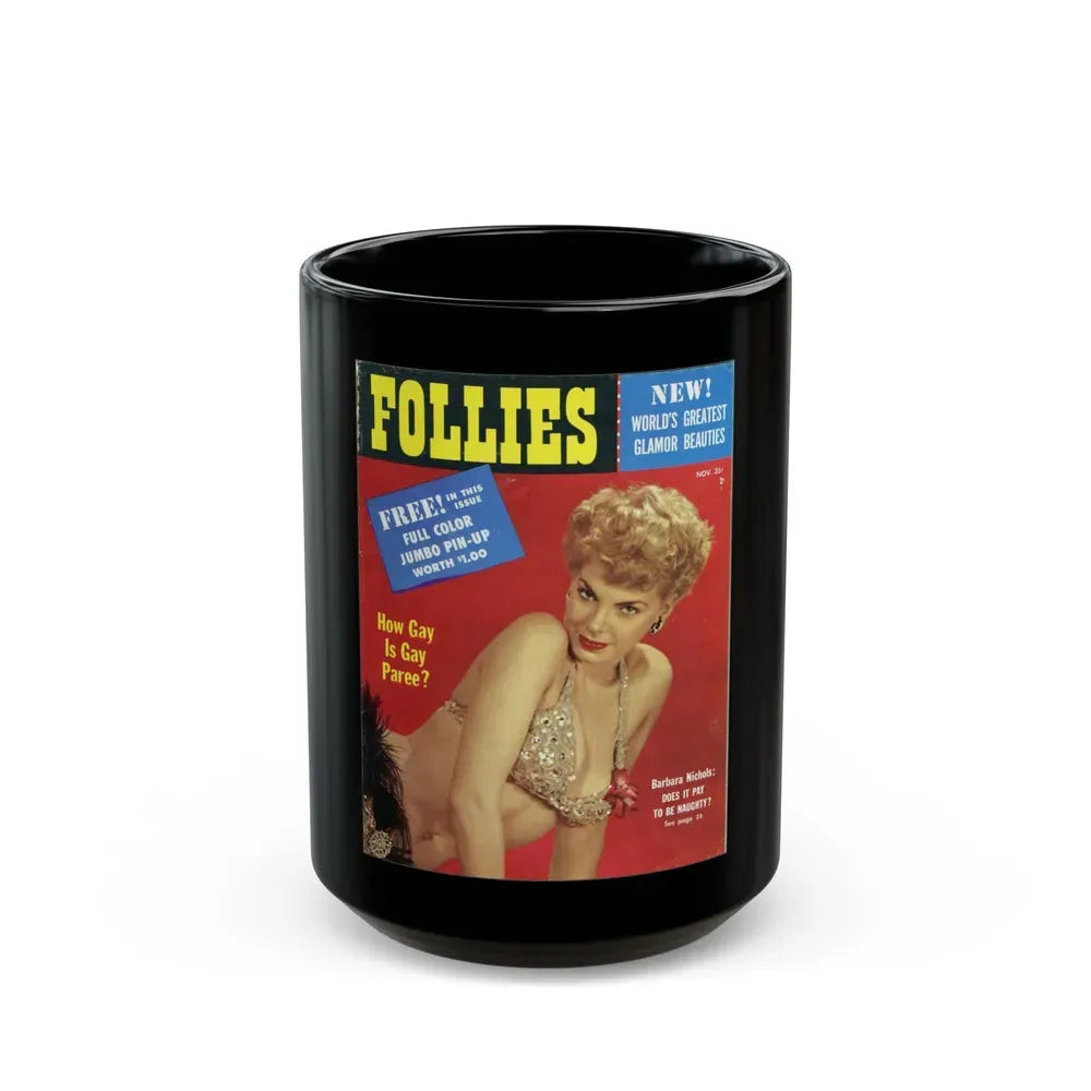 Barbara Nichols #306 - Mag. Cover (Vintage Female Icon) Black Coffee Mug 15oz - Go Mug Yourself