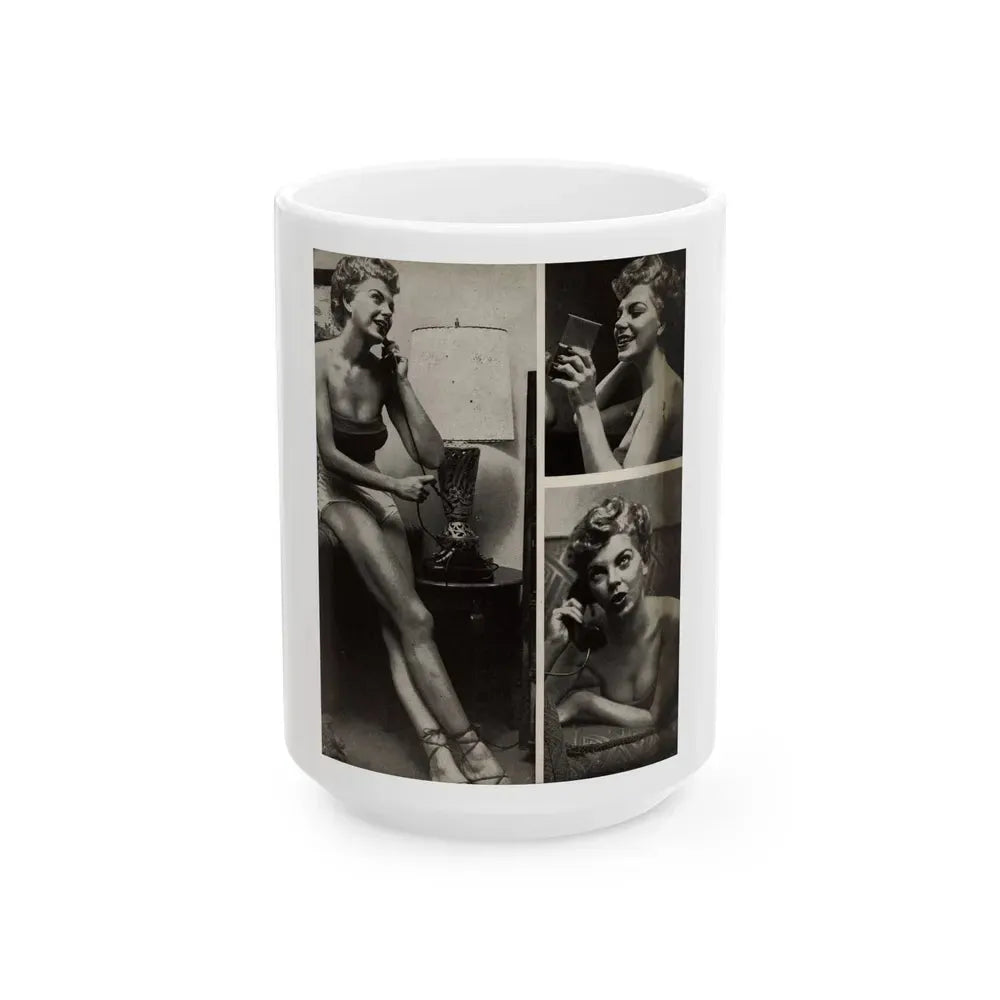 Barbara Nichols #325 - Page 3 of 7 with, 3 B&W Photos from American Beauties Mag. Fall '53 (Vintage Female Icon) White Coffee Mug 15oz - Go Mug Yourself