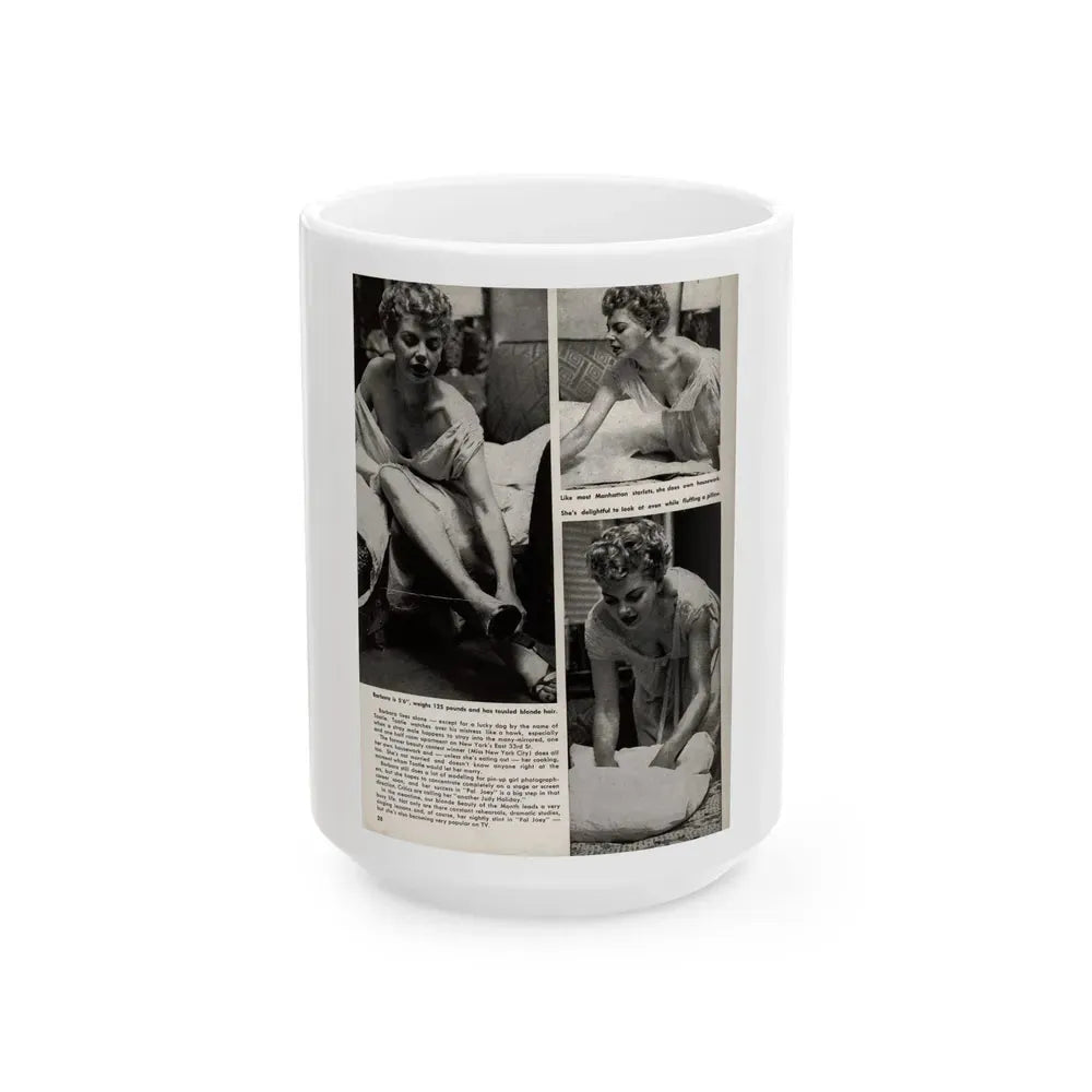 Barbara Nichols #327 - Page 5 of 7 with, 3 B&W Photos from American Beauties Mag. Fall '53 (Vintage Female Icon) White Coffee Mug 15oz - Go Mug Yourself