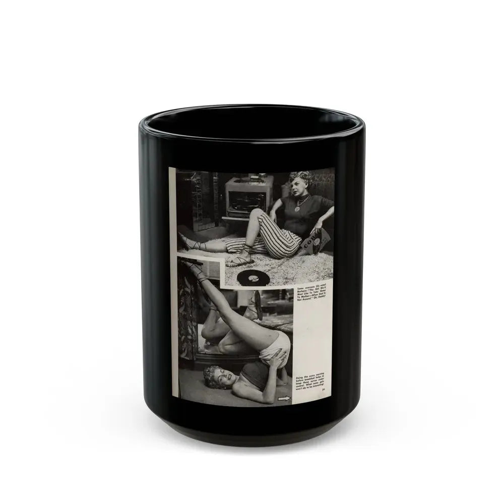 Barbara Nichols #328 - Page 6 of 7 with, 2 B&W Photos from American Beauties Mag. Fall '53 (Vintage Female Icon) Black Coffee Mug 15oz - Go Mug Yourself