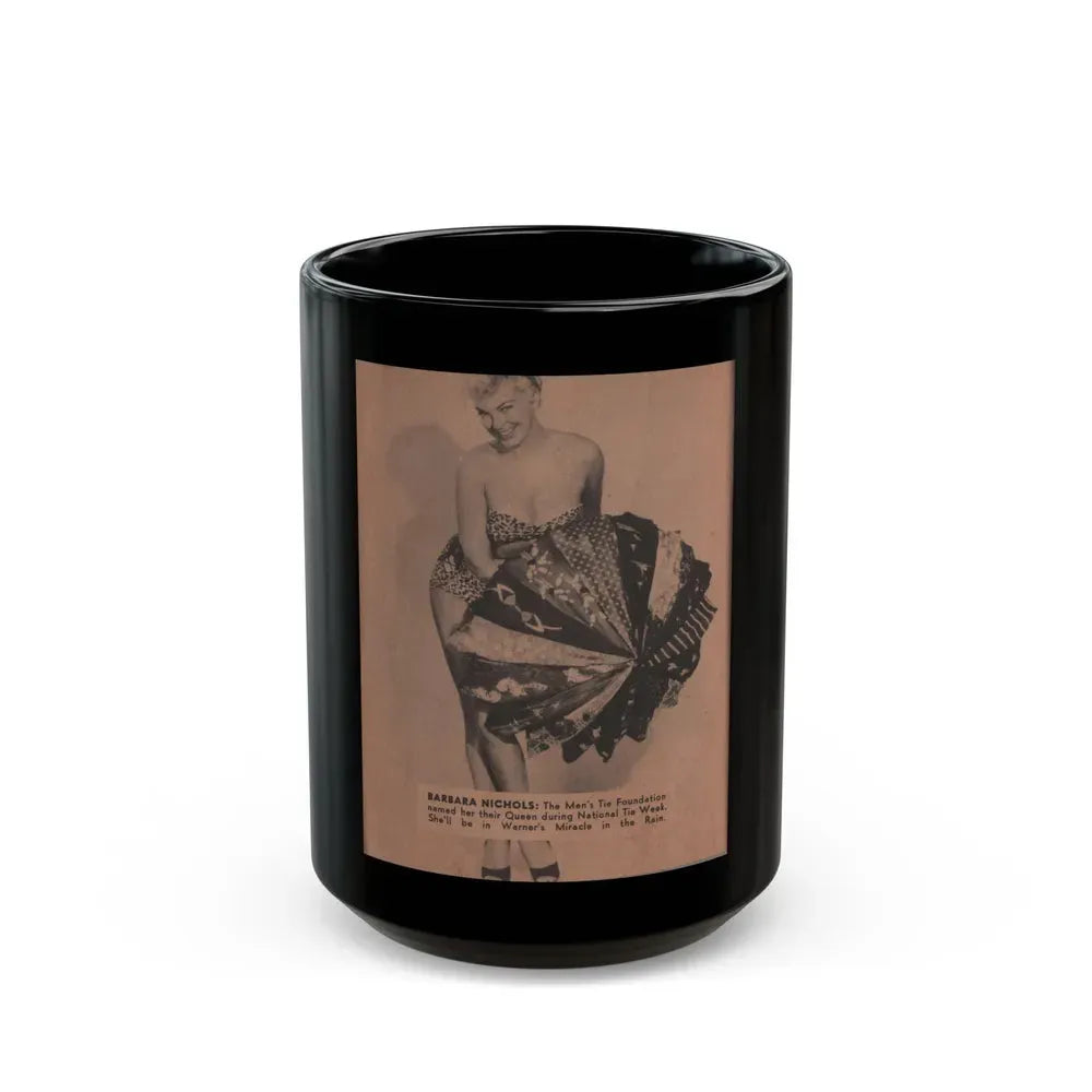 Barbara Nichols #374 - 1 Page & 1 B&W Photo from Pocket Pin-Ups Mag. '56 (Vintage Female Icon) Black Coffee Mug 15oz - Go Mug Yourself