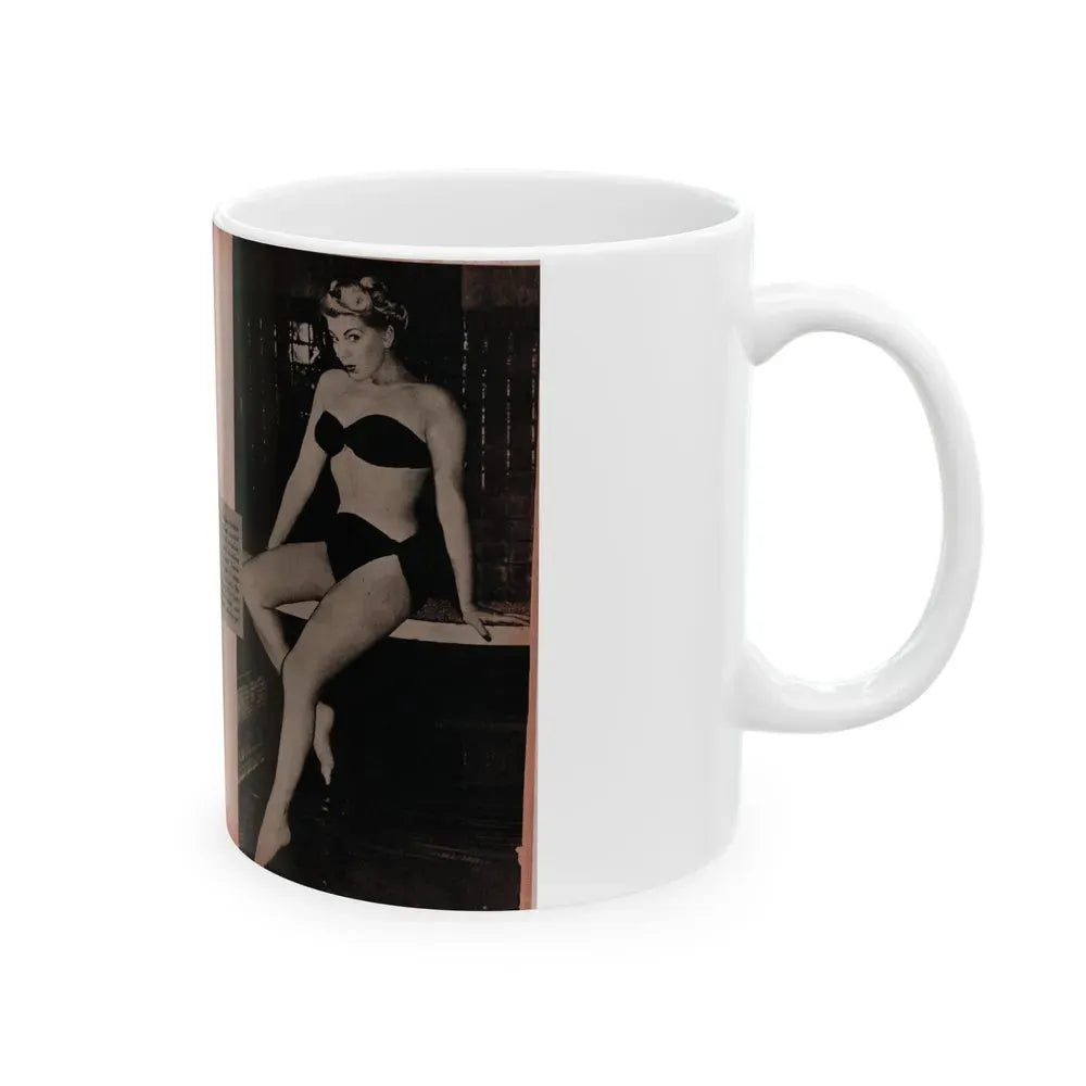 Barbara Nichols #390 - Pages 2 of 2 with, 3 B&W Photos & Caption from Famous Models Mag. May-June '51 (Vintage Female Icon) White Coffee Mug - Go Mug Yourself