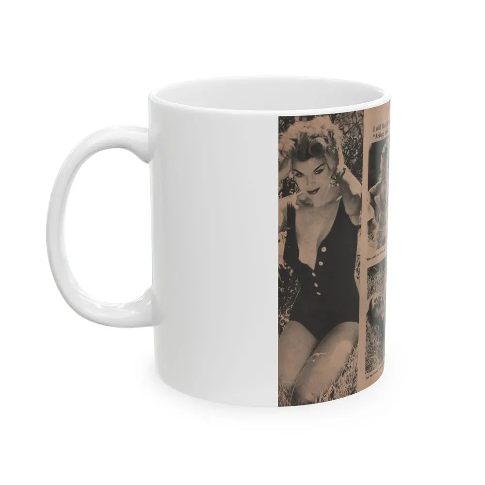 Barbara Nichols #413 - Page 3 & 4 of 4 with, 4 B&W Photos & Captions from Photo Life Digest Mag. Feb. '59 (Vintage Female Icon) White Coffee Mug - Go Mug Yourself