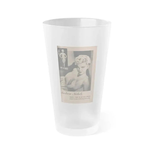 Barbara Nichols #419 - Page 1 of 1 with, 2 B&W Photos from BRIEF Digest Mag. Feb. '54 (Vintage Female Icon) Frosted Pint Glass 16oz 16oz Frosted - Go Mug Yourself