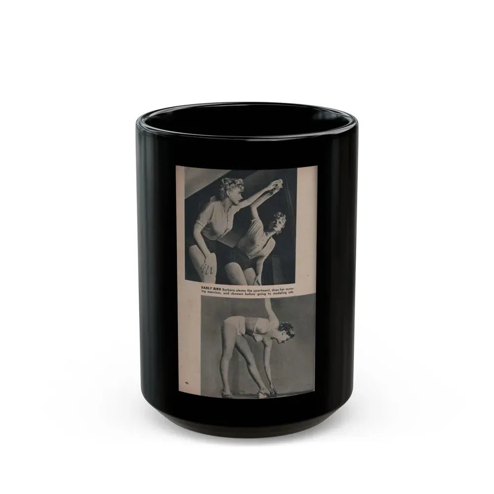 Barbara Nichols #422 - Page 3 of 6 with, 2 B&W Photos & Caption from PHOTO Digest Mag. Nov. '53 (Vintage Female Icon) Black Coffee Mug 15oz - Go Mug Yourself