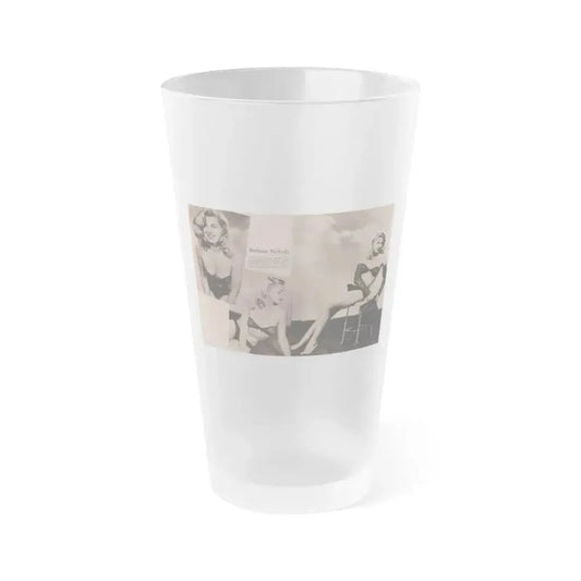 Barbara Nichols #429 - 2 Pages, 3 B&W Photos & Caption from Cover Girl Models Mag. Nov. '49 (Vintage Female Icon) Frosted Pint Glass 16oz 16oz Frosted - Go Mug Yourself