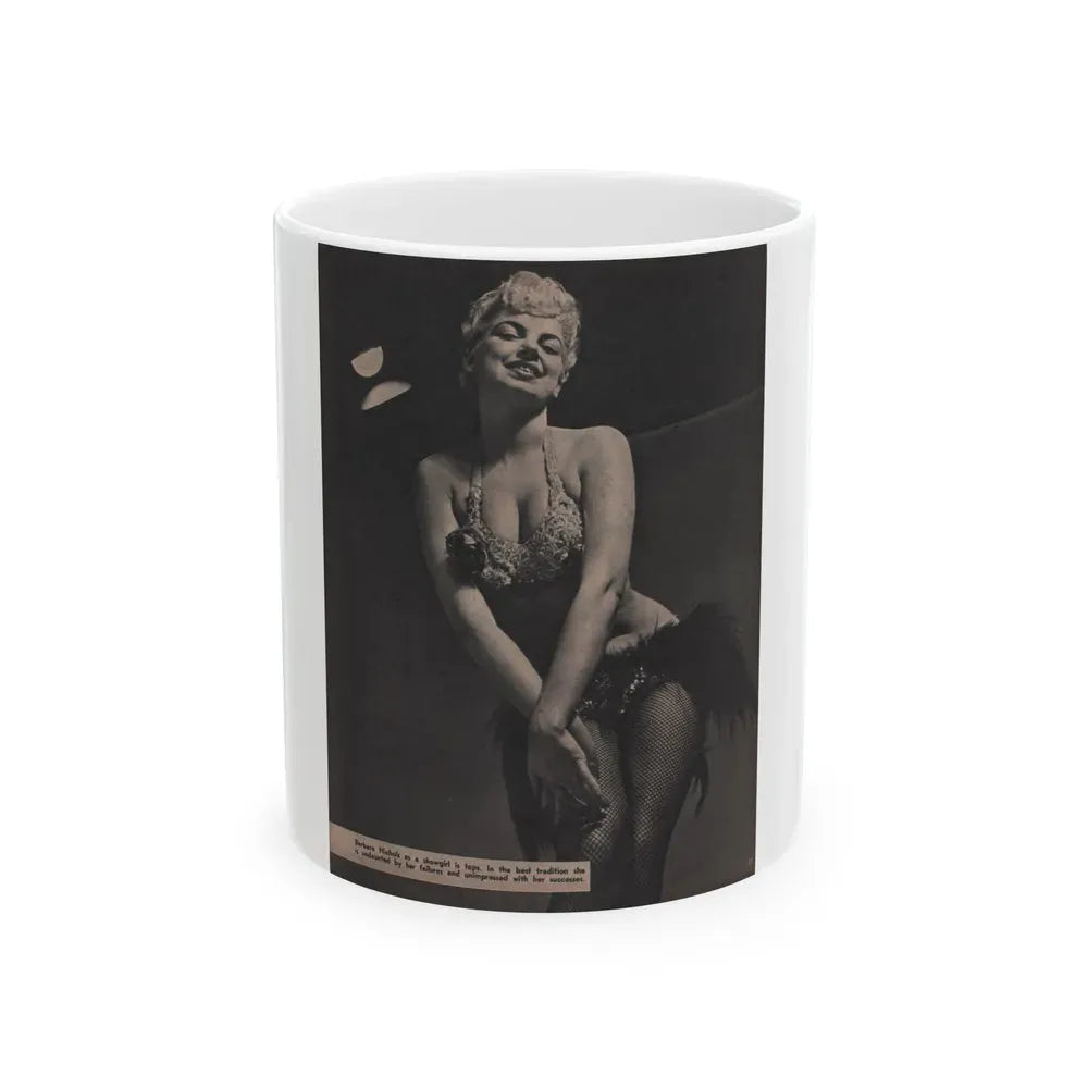 Barbara Nichols #453 - Page 4 of 4 with, 1 B&W Photo & Caption from Sir! Mag. Nov. '52 (Vintage Female Icon) White Coffee Mug 11oz - Go Mug Yourself