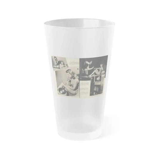Barbara Nichols #483 - 4 B&W Photos & 4 Captions from Glamorous Models Mag. June '49 (Vintage Female Icon) Frosted Pint Glass 16oz 16oz Frosted - Go Mug Yourself