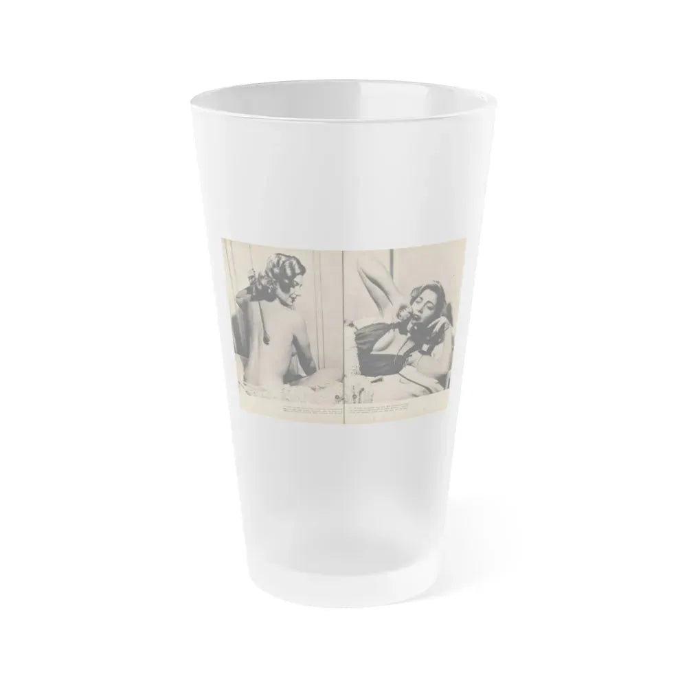 Barbara Nichols #484 - 2 B&W Photos & 2 Captions from Glamorous Models Mag. June '49 (Vintage Female Icon) Frosted Pint Glass 16oz 16oz Frosted - Go Mug Yourself