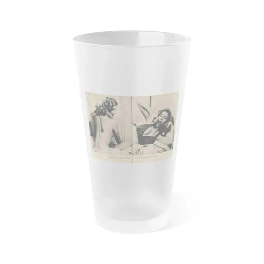 Barbara Nichols #484 - 2 B&W Photos & 2 Captions from Glamorous Models Mag. June '49 (Vintage Female Icon) Frosted Pint Glass 16oz 16oz Frosted - Go Mug Yourself