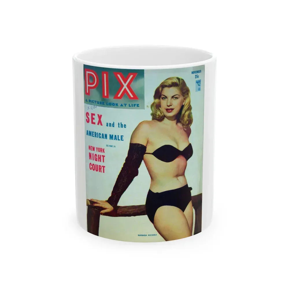 Barbara Nichols #95 - Mag. Cover (Vintage Female Icon) White Coffee Mug 11oz - Go Mug Yourself