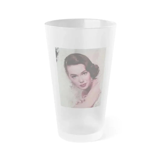 Barbara Rush #06 - 8x10 Color Head & Shoulder Glamour Photo from 50's (Vintage Female Icon) Frosted Pint Glass 16oz 16oz Frosted - Go Mug Yourself