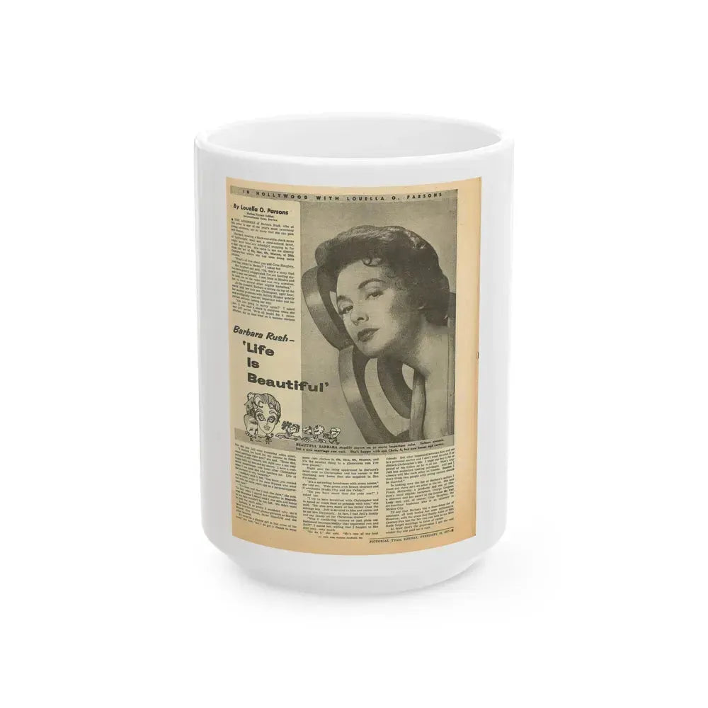 Barbara Rush #67 - Add (Vintage Female Icon) White Coffee Mug 15oz - Go Mug Yourself