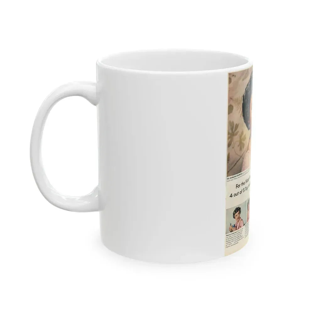 Barbara Stanwyck #210 - Magazine Add (Vintage Female Icon) White Coffee Mug - Go Mug Yourself