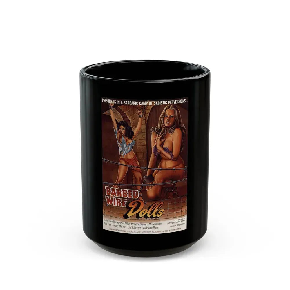 BARBED WIRE DOLLS 1976 Movie Poster - Black Coffee Mug 15oz - Go Mug Yourself