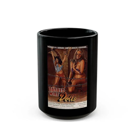 BARBED WIRE DOLLS 1976 Movie Poster - Black Coffee Mug 15oz - Go Mug Yourself