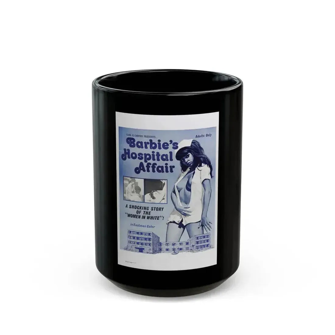 BARBIE'S HOSPITAL AFFAIR 1970 Movie Poster - Black Coffee Mug 15oz - Go Mug Yourself