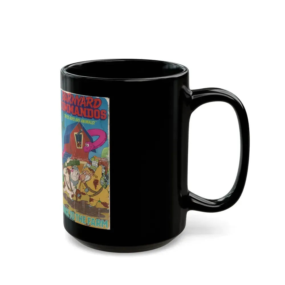 BARNYARD COMMANDOS BACK TO THE FARM HI TOPPS VIDEO (VHS COVER) - Black Coffee Mug - Go Mug Yourself