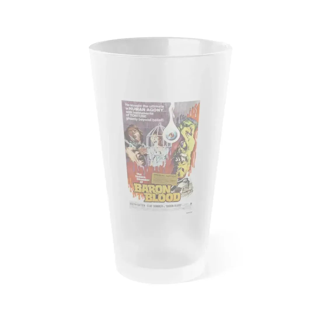 BARON BLOOD 1972 Movie Poster - Frosted Pint Glass 16oz 16oz Frosted - Go Mug Yourself