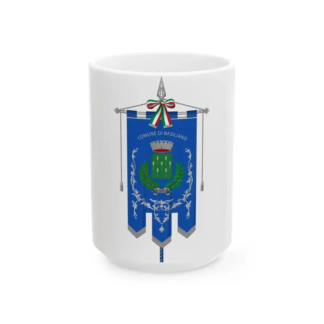 Basiliano-Gonfalone (Italy) White Coffee Mug 15oz - Go Mug Yourself