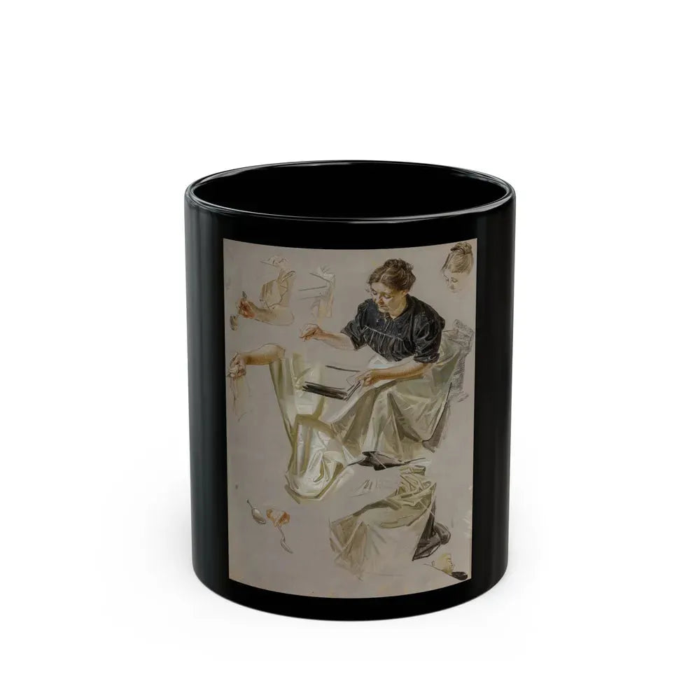 Basting the Turkey, Saturday Evening Post cover study, 1912 - Black Coffee Mug 11oz - Go Mug Yourself