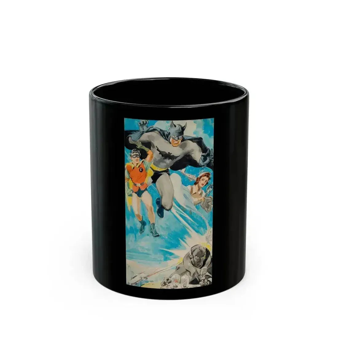 Batman and Robin, movie poster illustrations (1) - Black Coffee Mug 11oz - Go Mug Yourself