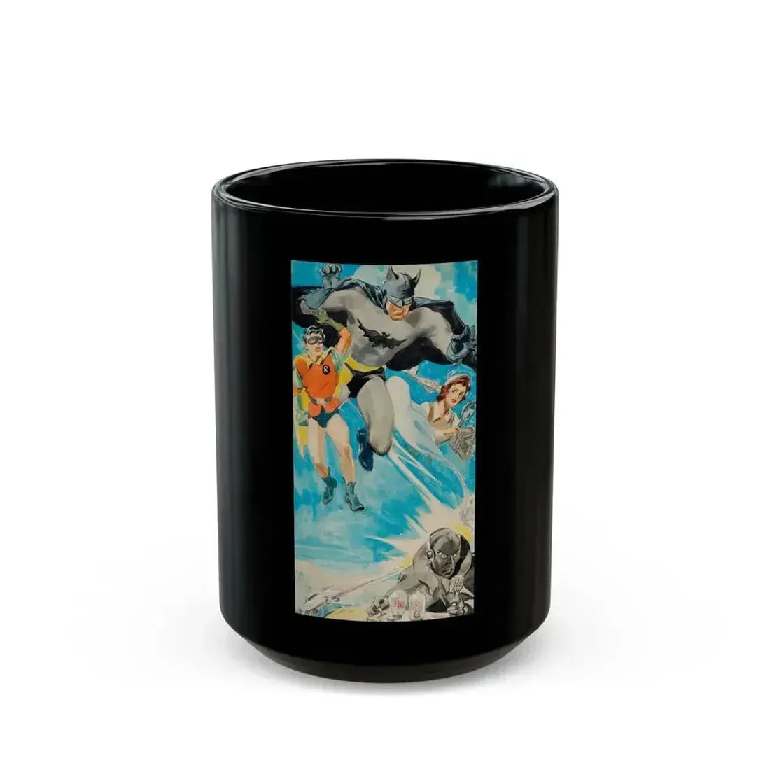 Batman and Robin, movie poster illustrations (1) - Black Coffee Mug 15oz - Go Mug Yourself