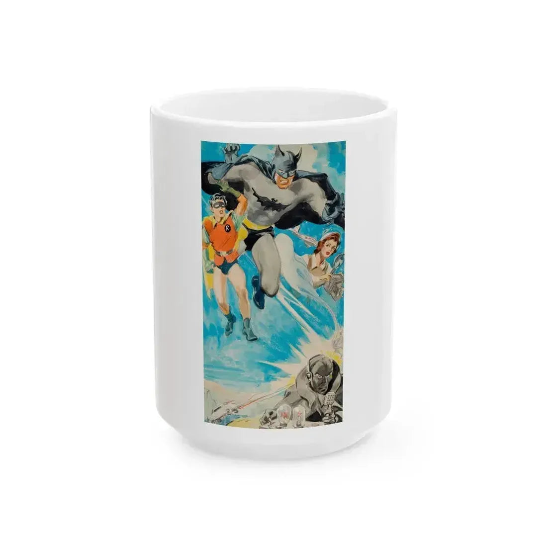 Batman and Robin, movie poster illustrations (1) - White Coffee Mug 15oz - Go Mug Yourself