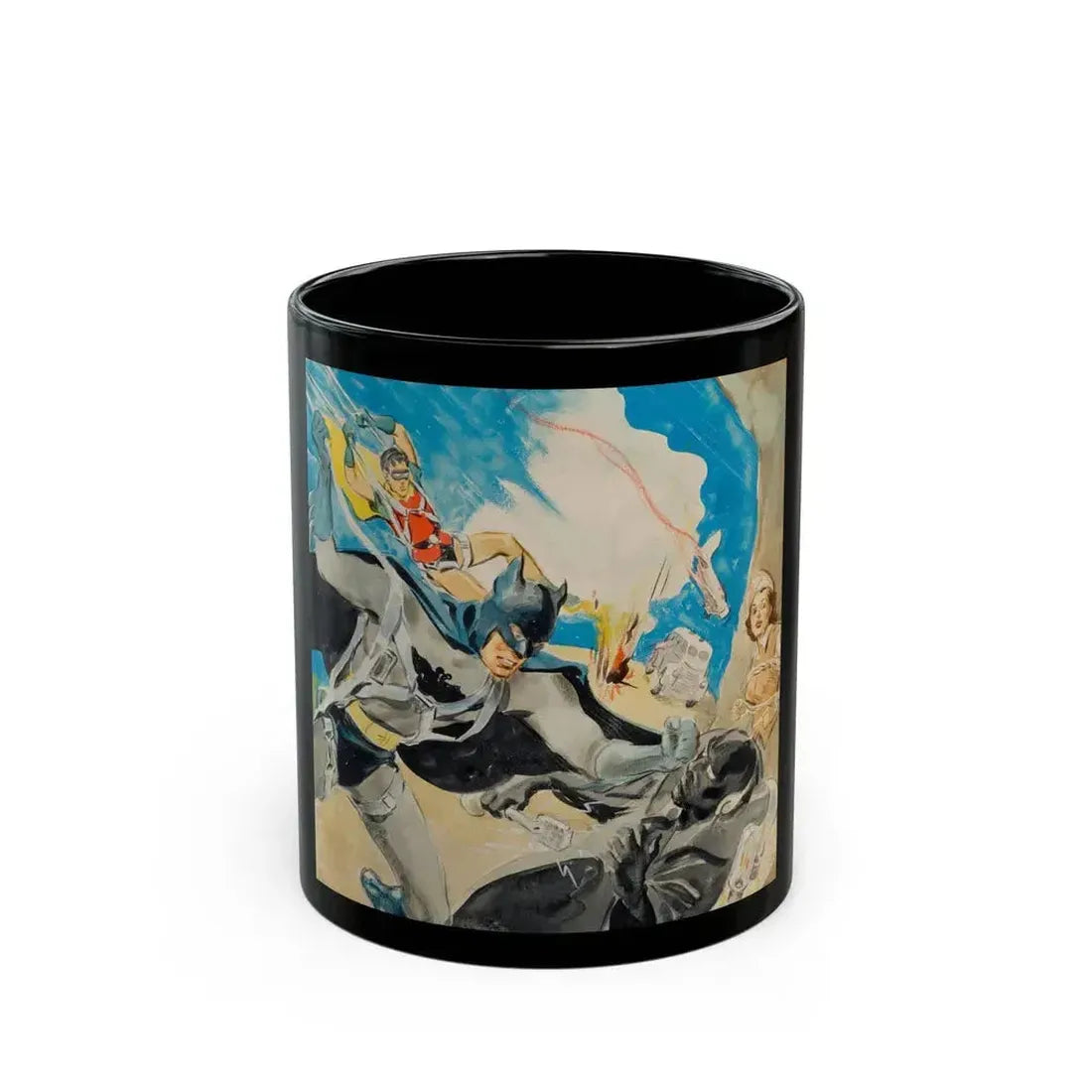 Batman and Robin, movie poster illustrations (2) - Black Coffee Mug 11oz - Go Mug Yourself