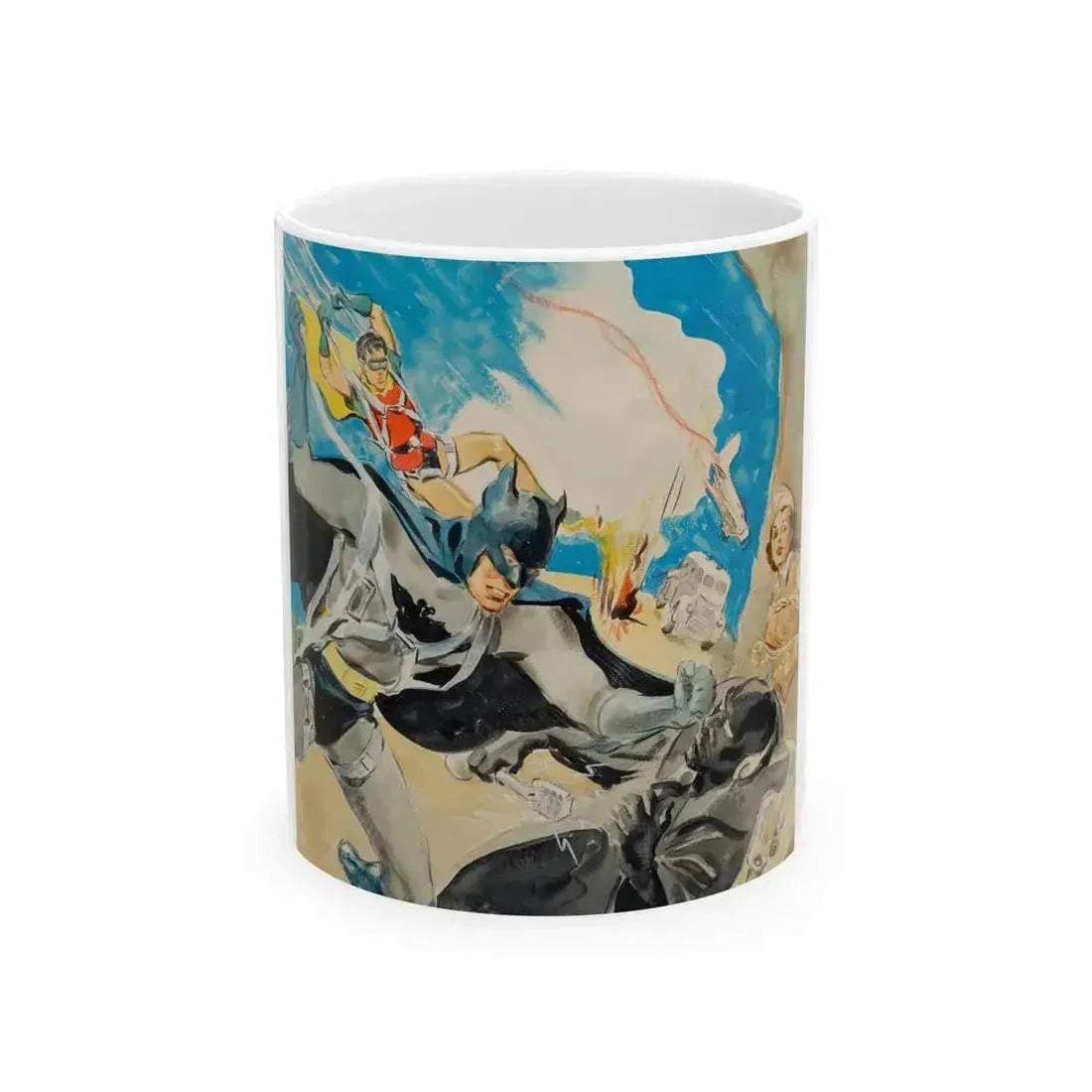 Batman and Robin, movie poster illustrations (2) - White Coffee Mug 11oz - Go Mug Yourself