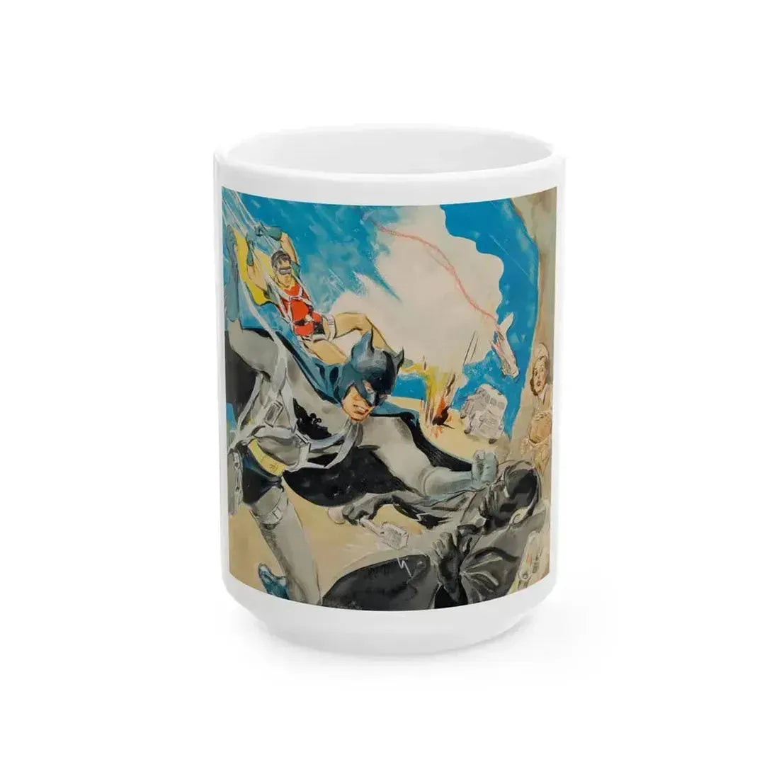 Batman and Robin, movie poster illustrations (2) - White Coffee Mug 15oz - Go Mug Yourself