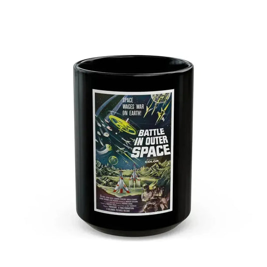BATTLE IN OUTER SPACE 1959 Movie Poster - Black Coffee Mug 15oz - Go Mug Yourself