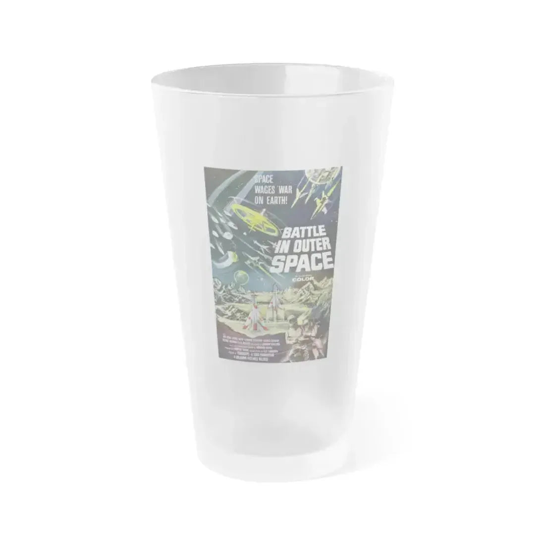 BATTLE IN OUTER SPACE 1959 Movie Poster - Frosted Pint Glass 16oz 16oz Frosted - Go Mug Yourself