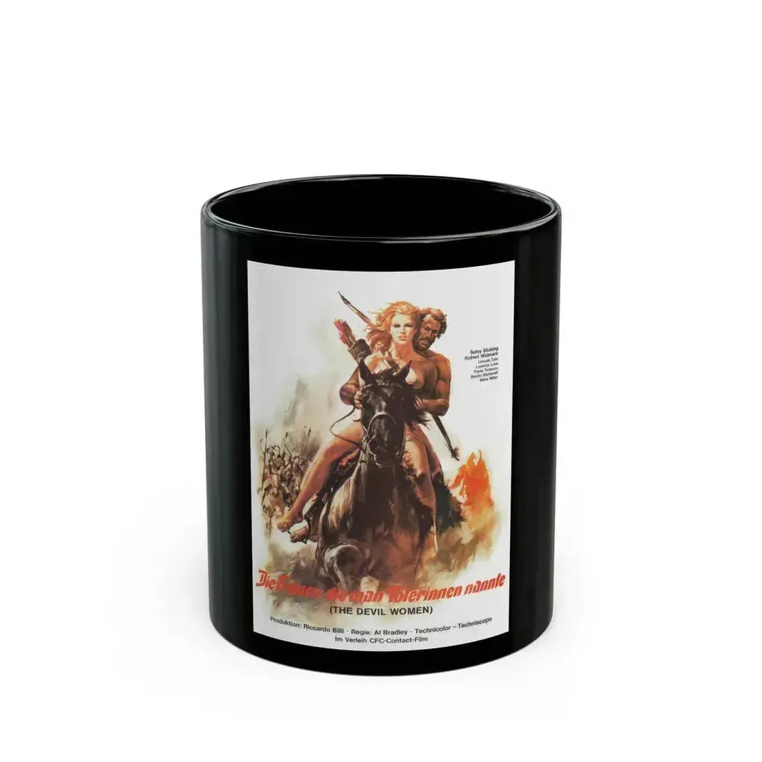 BATTLE OF THE AMAZONS (GERMAN) 1973 Movie Poster - Black Coffee Mug 11oz - Go Mug Yourself