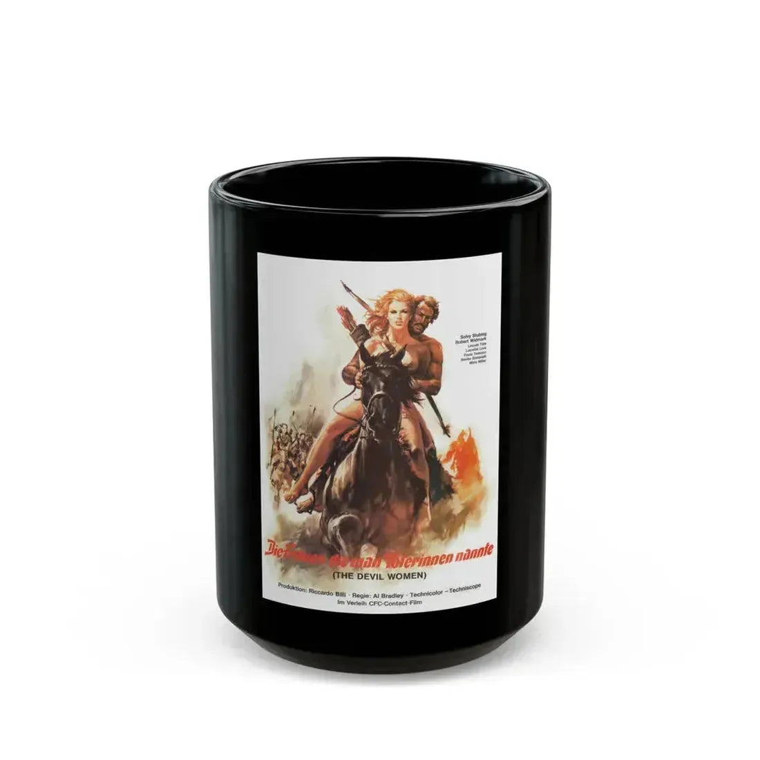 BATTLE OF THE AMAZONS (GERMAN) 1973 Movie Poster - Black Coffee Mug 15oz - Go Mug Yourself