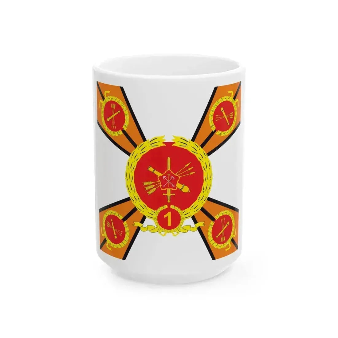 Battle standard of the 5th Anti-Aircraft Rocket Brigade (Russia) White Coffee Mug 15oz - Go Mug Yourself