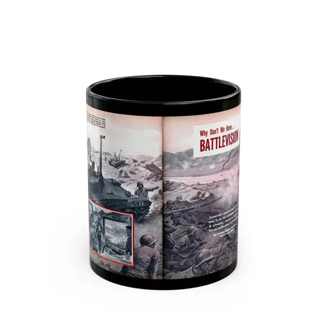 Battlevision, Modern Mechanix, 1951 - Black Coffee Mug 11oz - Go Mug Yourself
