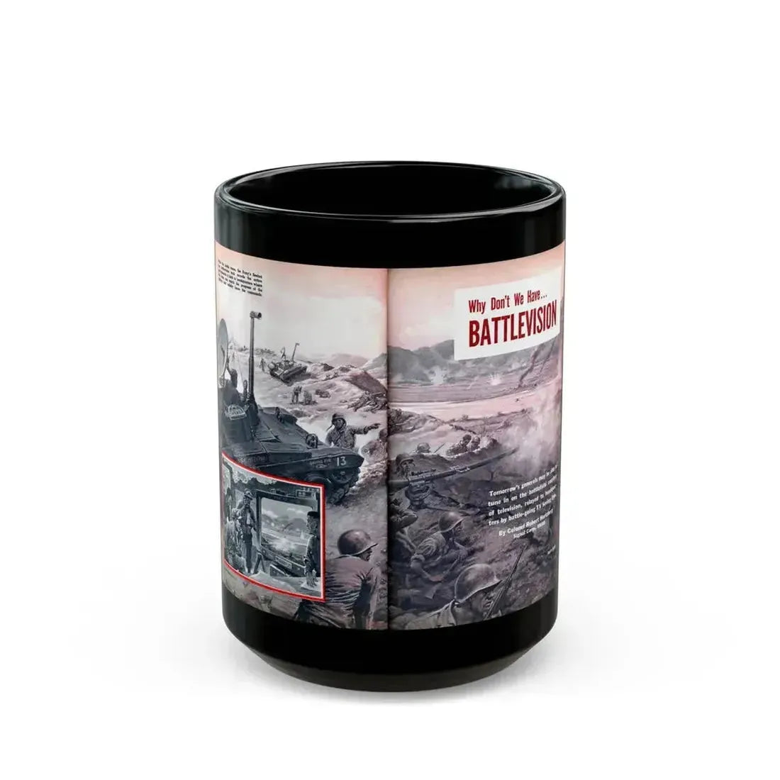 Battlevision, Modern Mechanix, 1951 - Black Coffee Mug 15oz - Go Mug Yourself