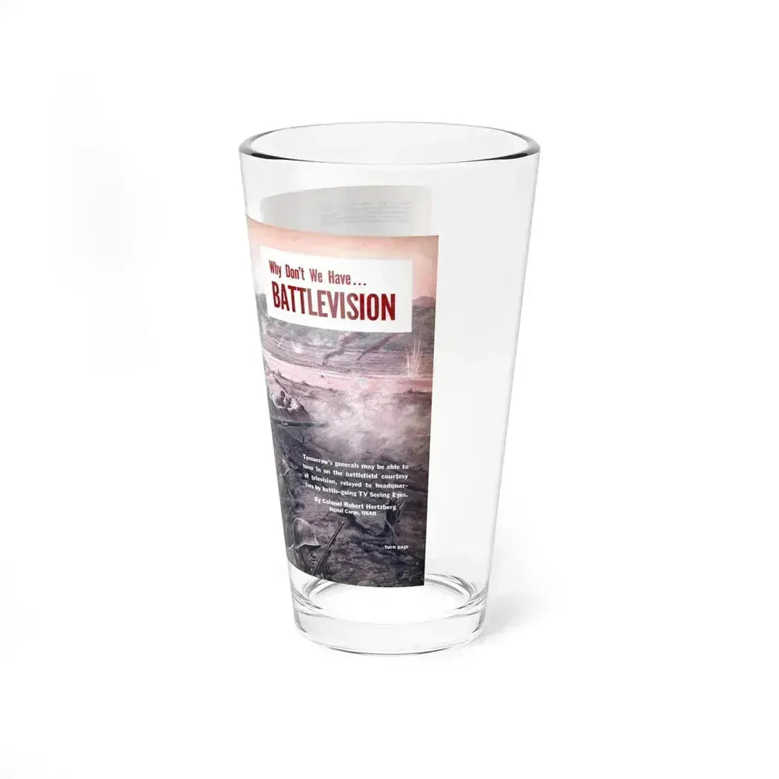 Battlevision, Modern Mechanix, 1951 (Magazine Illustration) Pint Glass 16oz - Go Mug Yourself