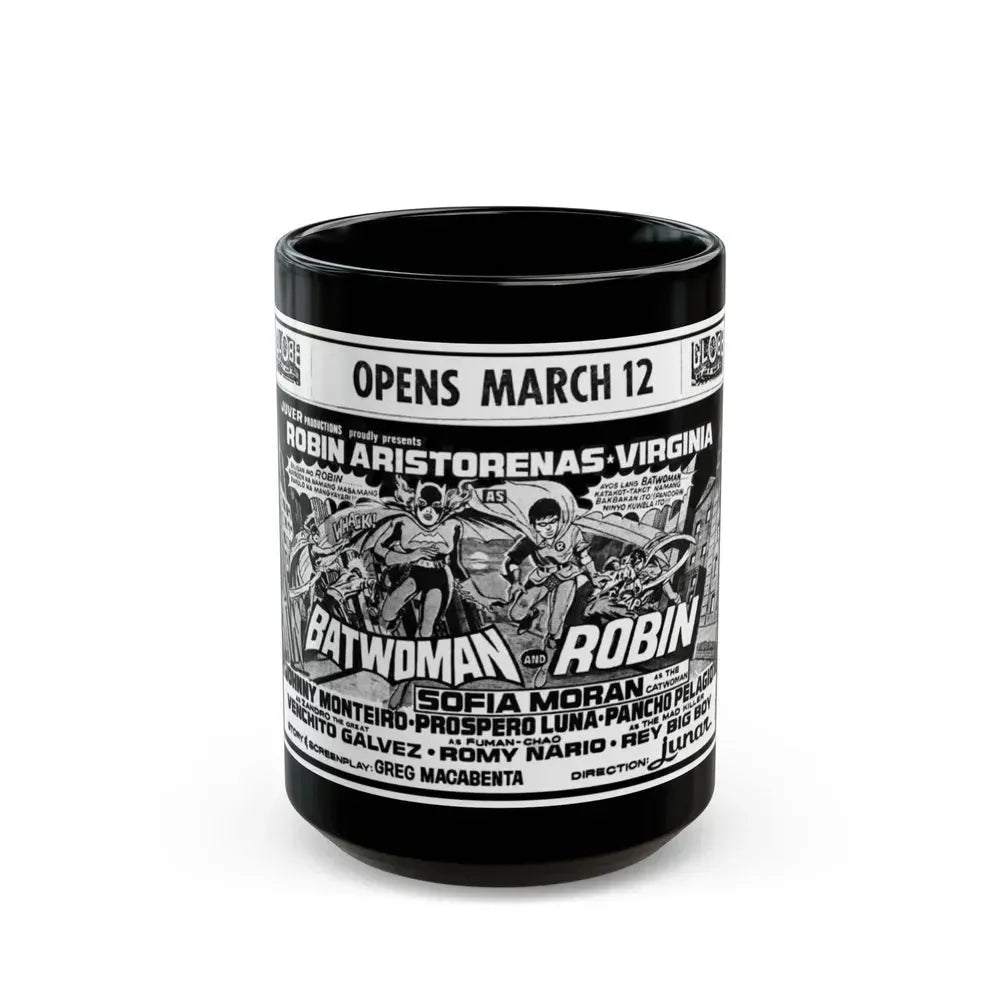 BATWOMAN AND ROBIN 1972 Movie Poster - Black Coffee Mug 15oz - Go Mug Yourself