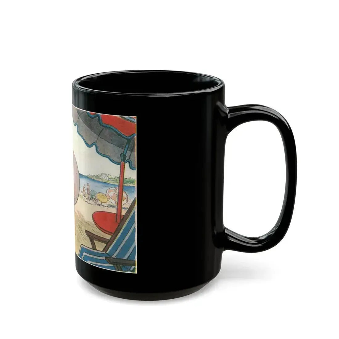 Beach Scene, 1936 - Black Coffee Mug - Go Mug Yourself