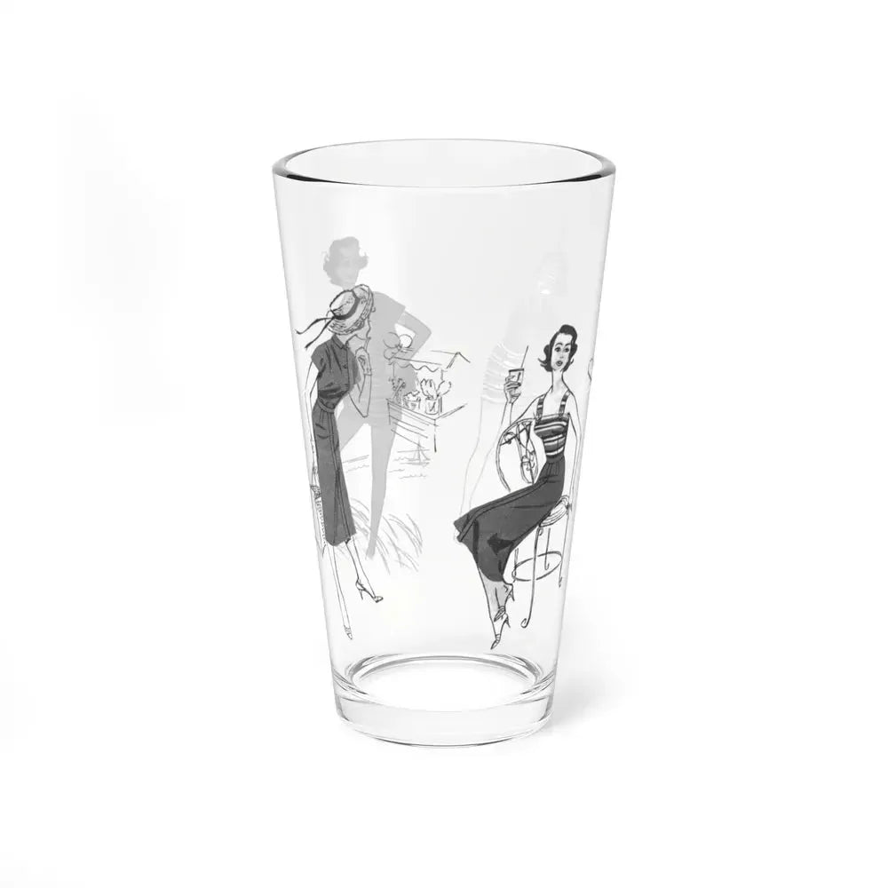 Beachwear illustrations, Woman magazine, 1957 (Magazine Illustration) Pint Glass 16oz - Go Mug Yourself