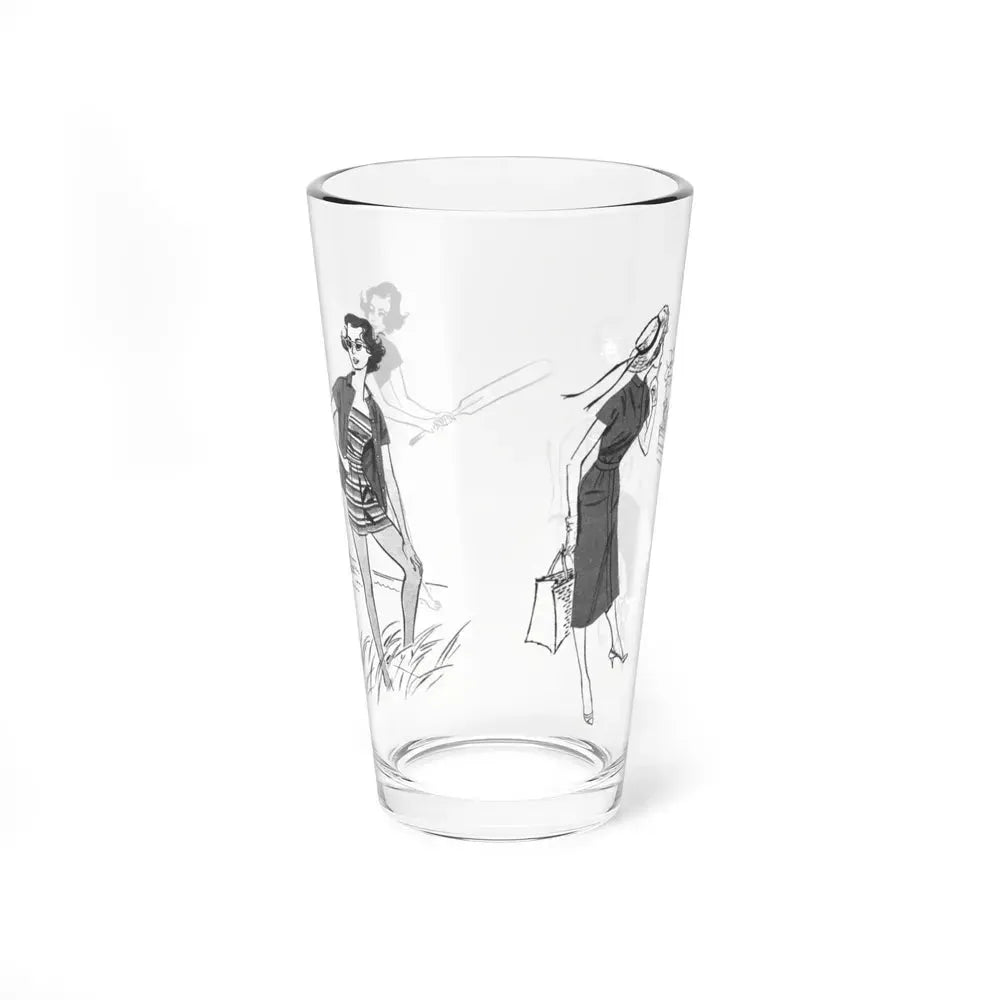 Beachwear illustrations, Woman magazine, 1957 (Magazine Illustration) Pint Glass 16oz - Go Mug Yourself