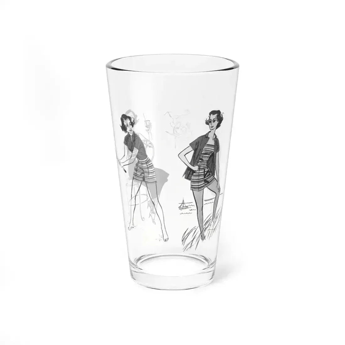 Beachwear illustrations, Woman magazine, 1957 (Magazine Illustration) Pint Glass 16oz - Go Mug Yourself