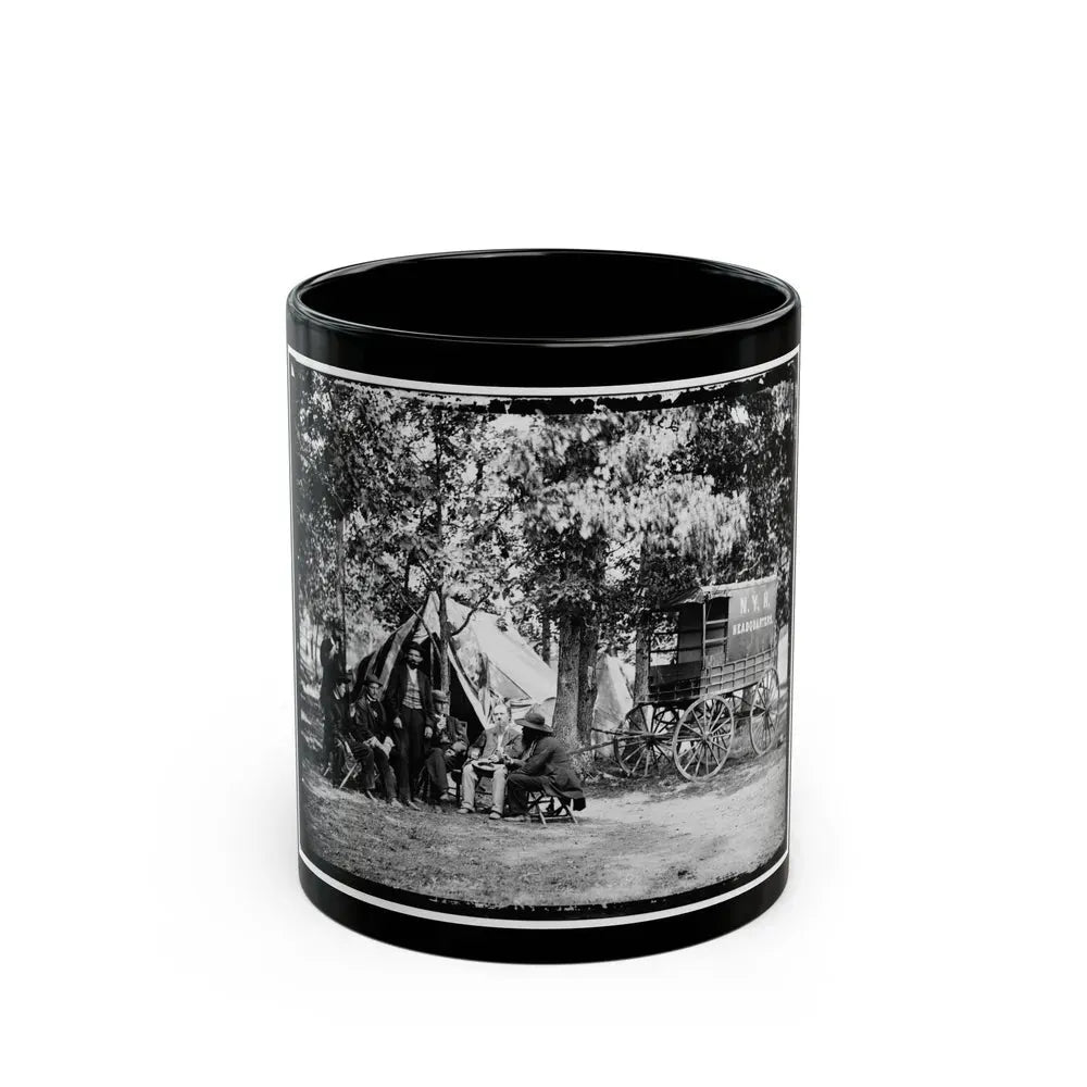 Bealeton, Va. Group At Tent And Wagon Of The New York Herald (U.S. Civil War) Black Coffee Mug 11oz - Go Mug Yourself